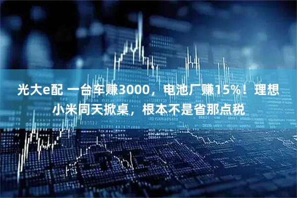 光大e配 一台车赚3000，电池厂赚15%！理想小米同天掀桌，根本不是省那点税